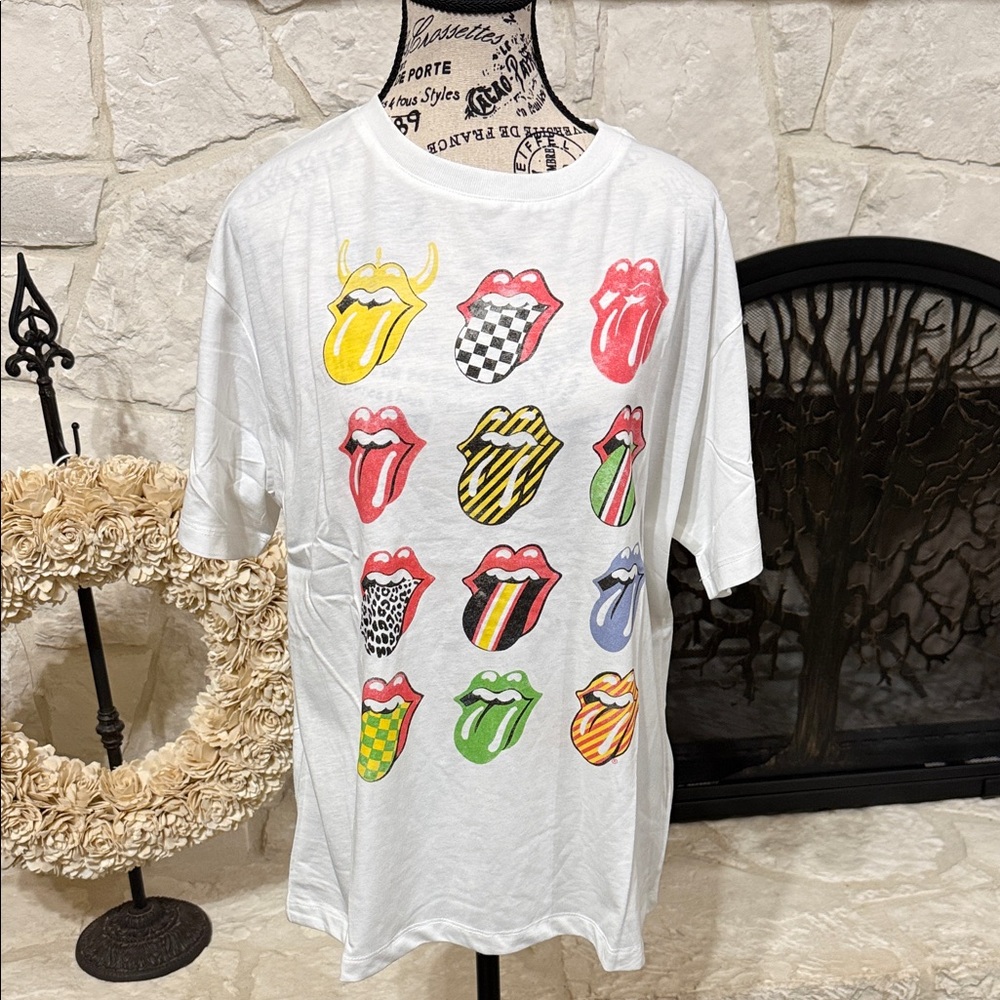 Graphic Women’s Tee - White with Multi-Color Prints